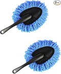 2 PCS Car Dash Duster Brush, Super Soft Microfiber Multi-Functional Car Cleaning Brush, Scratch Free Dash Dusting Tool with a Anti-Skid Handle for Vehicle Home Kitchen Cleaning (Blue)