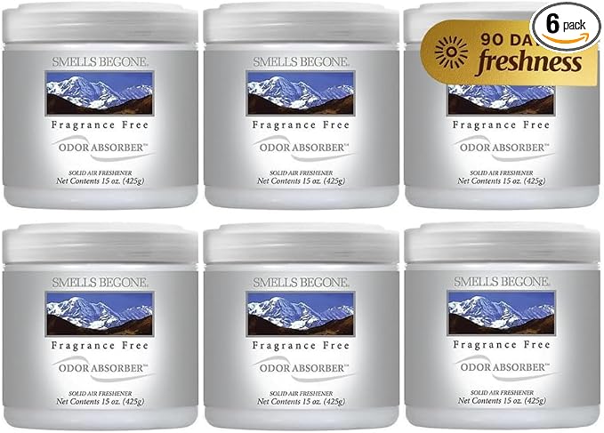 15oz Gel Odor Eliminator - Absorb & Remove Tough Odors in Pet Areas, Bathrooms, Basements, Garage, Cars, RVs & Boats - Eliminate Odors Quickly (6-Pack, Fragrance Free)