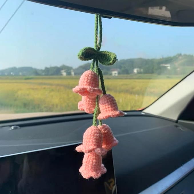 Rear View Mirror Accessories - Cute, Handmade Knitted Pendant Ornament, Kawaii Car Decor for Car & Home Decorations
