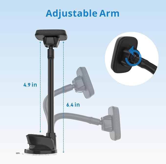 Magnetic Car Phone Holder Mount [6 Strong Magnets], Cell Phone Holder Car [Suction Cup], Phone Car Holder Mount [Windshield Dashboard] fit for Most Smartphones