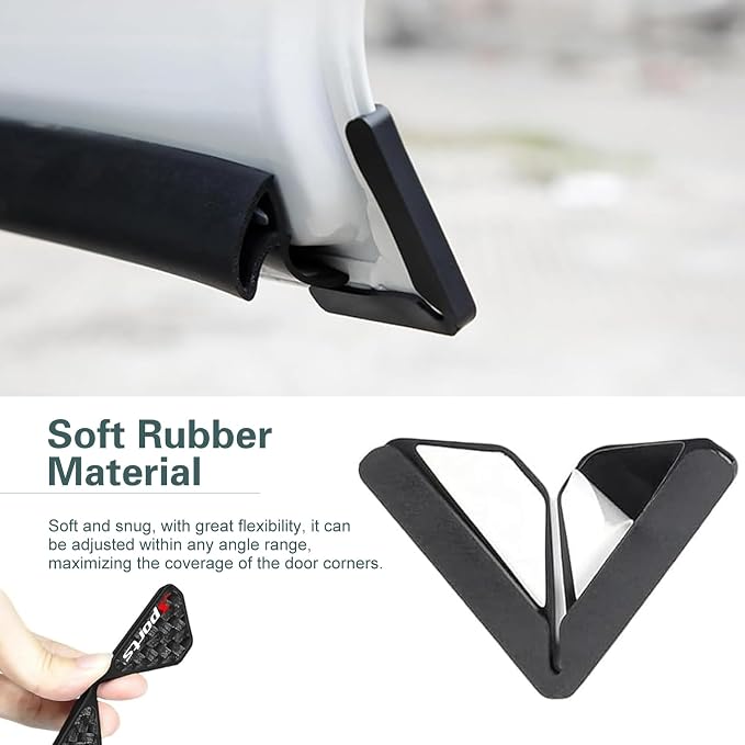 2PCS Car Door Corner Guards, Carbon Fiber Car Door Edge Protector, Anti-Collision Anti-Scratch Soft Plastic Doors Corner Protective Cover, Universal for Most Vehicle, Car, Truck (Black-Sport)