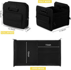 Car Trunk Organizer, Car Organizers and Storage Collapsible Multi Compartment Container Box, Adjustable Car Accessories for SUV Sedan Truck, Standard Size, Black