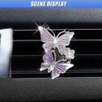 ZIMISI Car Vent Clip, Dual Butterfly Air Vent Clips, Bling Diamond Car Diffuser Clips, Cute Air Conditioning Outlet Decoration, Butterfly Car Accessories for Women (1Pc/Purple)