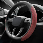 Nappa Leather Steering Wheel Cover,Elegant Diamond Checkered Design, Non-Slip wear-Resistant, Enhance Driving Comfort, Suitable for Steering Wheel Diameter 14 1/2‘-15’ Models