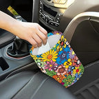 Portable Reusable Waterproof Car Trash Bin, Multipurpose Vehicle Organizer, Road Trip Essentials (Flower Bush)