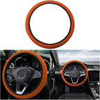 Moly Magnolia Elastic Stretch Steering Wheel Cover, Universal 15 Inch Automotive Steering Wheel Cover, Microfiber Breathable Anti-Slip Odorless Ice Silk, Warm in Winter Cool in Summer (Orange)