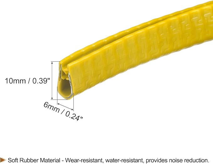 U Channel Edge Trim, 16.4ft Length Rubber Guard Seal Strip Edge Protector Fit for 1-2.5mm Edge, (15/64" W x 25/64" H) Yellow