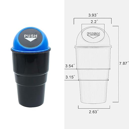 Cup Holder Trash Can, Leakproof Car Trash Can with Lid, Trash Bin for Car Accessories, Mini Garbage Bin Organizer for Automotive Office Home Kitchen, Applicable to Women and Men