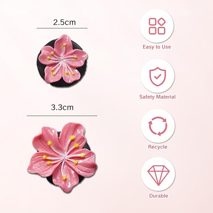 6Pcs Cute Car Air Freshener Vent Clips Flower Air Vent Clips for Fresheners Pink Hawaiian Hibiscus and Cherry Blossom Car Accessories Aesthetic Interior Decor for Women Peach Blossom