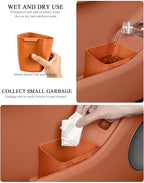 Car Interior Storage Box, Black Silicone Door Side Organizer with Umbrella Holder and Trash Can, Vehicle Accessory (Orange)