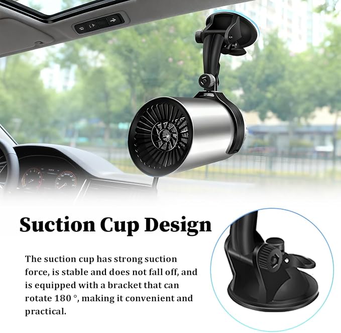 Car Heater, 12V 150W 2 in 1 Plugs into Cigarette Lighter Vehicle Windshield Defogger with Suction Holder, Automotive Interior Heater Defroster, Universal for SUV RV Truck