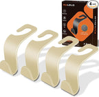 Car Seat Hooks & Purse Holder - 4 Pack Boxed,55 lb Heavy Duty,Eco PP Car Hooks for Purse/Bag/Baby Gear/Gym Bag/Groceries/Cup/,Fits 0.32-0.55”Car Headrest Rods (Beige-2)
