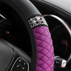 Bling Car Steering Wheel Cover, 15 Inch Rhinestones Soft Leather Elastic Steering Wheel Protector, Sparkly Crystal Diamond for Women Girls, Car Interior Accessories for Most Cars (Purple)