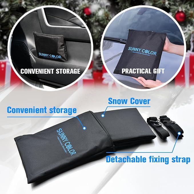Windproof Windshield Cover for Ice and Snow, Upgraded Thicken Oxford Fabric Car Windshield Cover Best for Ice, Frost & Snow Removal Windshield Snow Cover for All Weather (67x47 Inches)