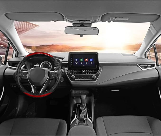 Steering Wheel Cover for Toyota, Auto Car Steering Wheel Cover for Toyota Highlander Rav4 Corolla Camry,Standard Size - Red