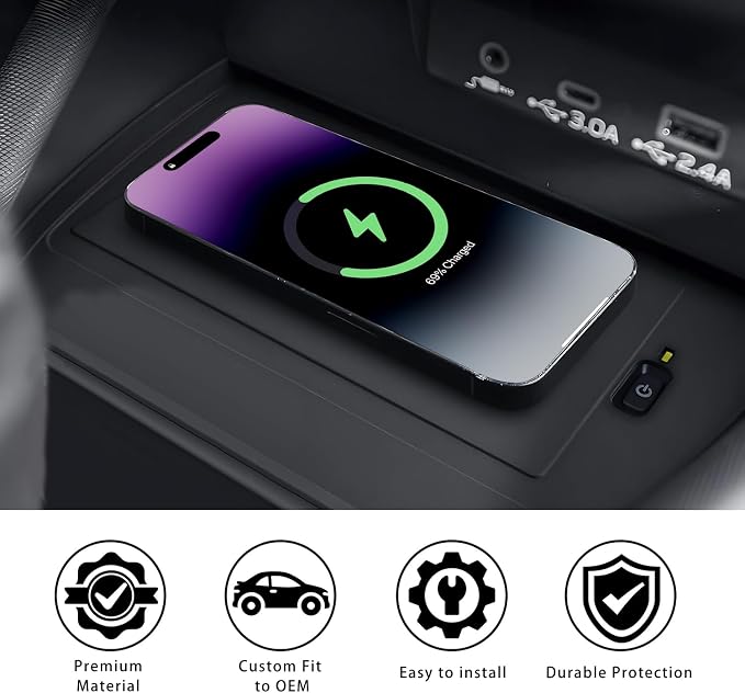 Center Console Wireless Charging Protective Mat and Center Console Cover Carbon Fiber fits for 2025 Forester Accessories Inserts Liner Anti-Slip Anti-Dust Waterproof Mats