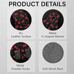 Cute Cherry Car Seat Back Storage Headrest Hooks for Purses & Bags – 2PCS PU Leather Dual Metal Hooks, Backseat Organizer Accessories
