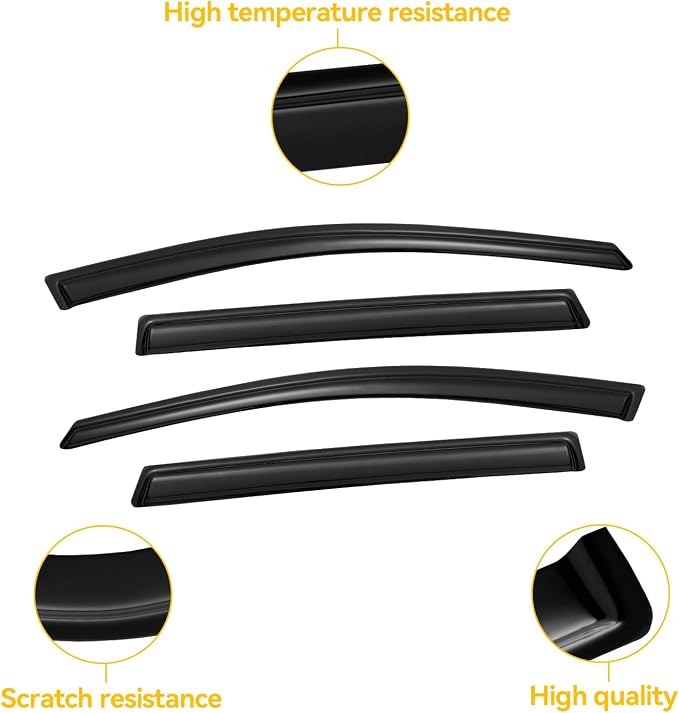 Rain Guards for 2017-2022 Honda CR-V CRV, Out-Channel Window Visor Shields Vent Deflector Shade Wind Dark Smoke 2018 2019 2020 2021, Outside-Mount, 4PCS