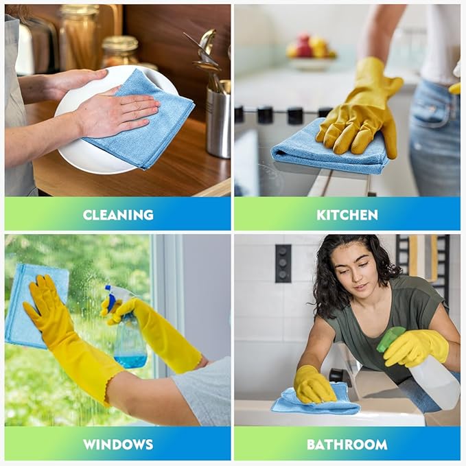 Blue Microfiber Cleaning Cloth 20 Pack 11.5 x 11.5 inch Microfiber Towels for Cars Ultra Absorbent Car Washing Cloth Lint Free Streak Free Cleaning Rags for Car, Kitchen Window