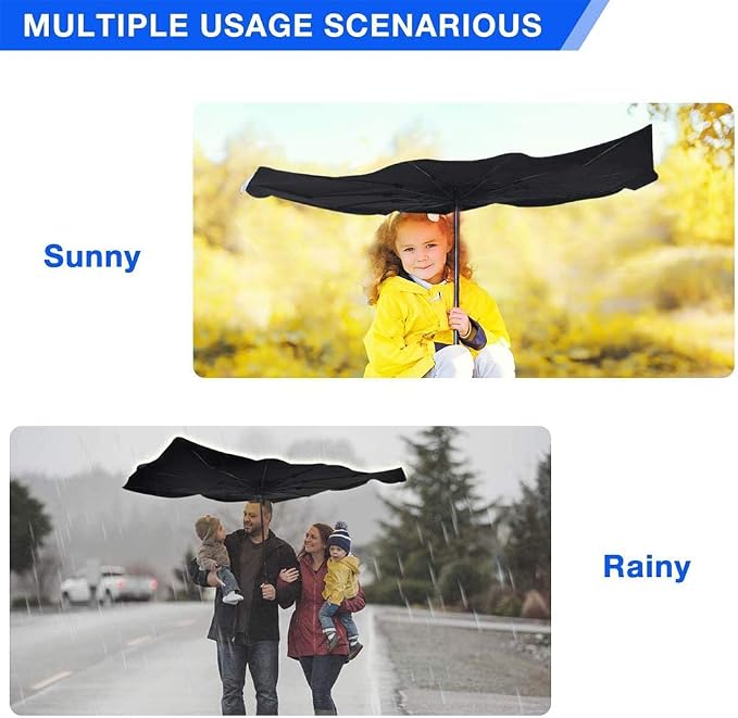 [2026 Upgraded] Sedan SUV Car Sun Shade for Windshield UV Rays and Heat Sun Visor Protector,Foldable Windshield Sun Shade Umbrella,Keep Car Cool,Easy to Use/Store,57''x 31''