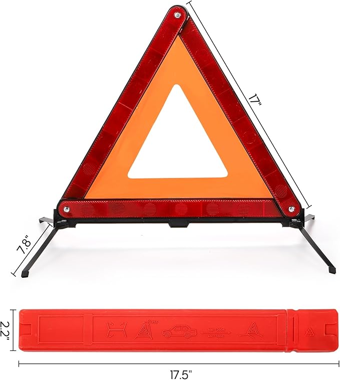3 Pack Emergency Warning Triangle Kit, High Visibility Reflective Safety Triangle, Road Emergency Reflector for All Vehicles & Cars