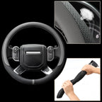 Breathable Car Steering Wheel Cover 16 inch Auto Universal Leather Wrap Non-Slip Steeringwheel Protector Automotive Interior Accessories, Grey (Suit for 15.5-16 inch)