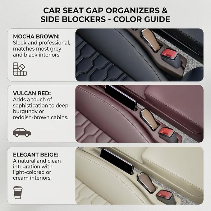 Cartriva Double Slot Car Organizer, Seat Gap Filler, 2 in 1 Seat Crevice Blocker Stop Things from Dropping, Universal Vehicle Interior Accessories