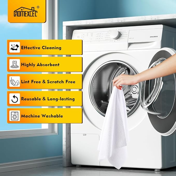 White Microfiber Cleaning Cloths 100 Pack, Reusable Cleaning Rags Shop Towels - Bulk Multipurpose Microfiber Towels, Lint Free Cleaning Towels for Car, House & Kitchen, 11.5 x 11.5 inch