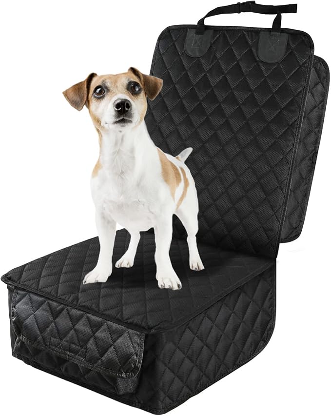 Waterproof Front Seat Car Cover, Full Protection Dog Car Seat Cover with Side Flaps, Nonslip Scratchproof Front Seat Cover Fits for Cars, Trucks, SUVs, Jeep
