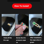 4Pcs Car Tire Pressure Monitor Valve Stem Caps Sensor Indicator 3 Color Eye Alert (Golden,2.2Bar 32PSI)