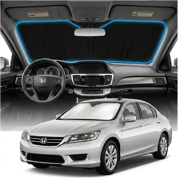 for Honda Accord Sun Shade Windshield Cover - Custom Fit Accord Accessories 2013-2017 Sunshade Foldable UV Protection & Heat Shield Sun Visor Accessories