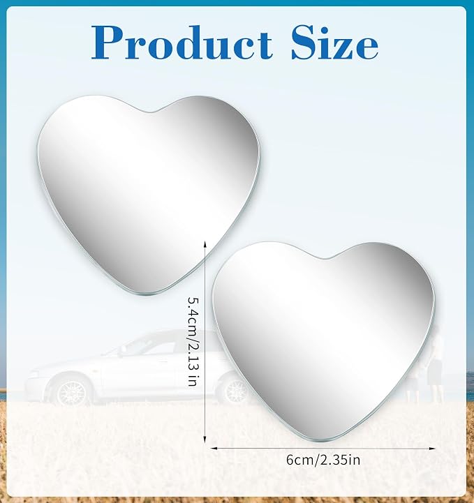 2 Pcs Heart Shaped Blind Spot Mirror, Heart for Car Mirror Accessories Blind Spot for Cars High Definition Glass Frameless Convex Side Mirrors, Stick-On Wide Angle Rear View for SUVs, Truck & RV