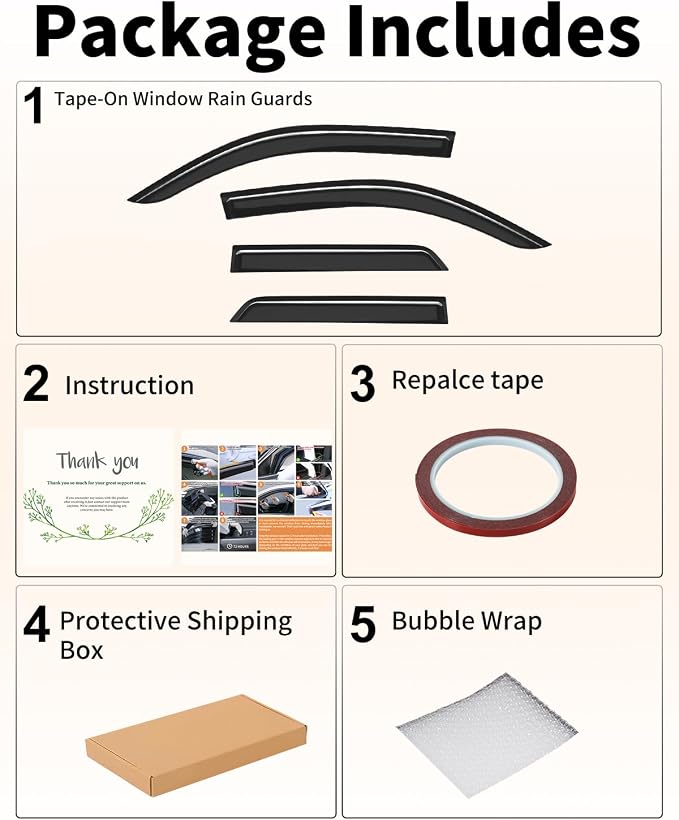 Extra-Thick Window Rain Guards Fit for Toyota 4Runner 2025 2026 Tape-on Window Deflectors Rain Guards Vent Visors Vent Shades Car Accessories 4-PCS