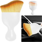 Car Detailing Brush, Curved Soft Bristles Auto Removal Dust Collectors, Universal Vehicle Dashboard, Air Conditioner Vents etc Interior Cleaning Tool Accessories (White)