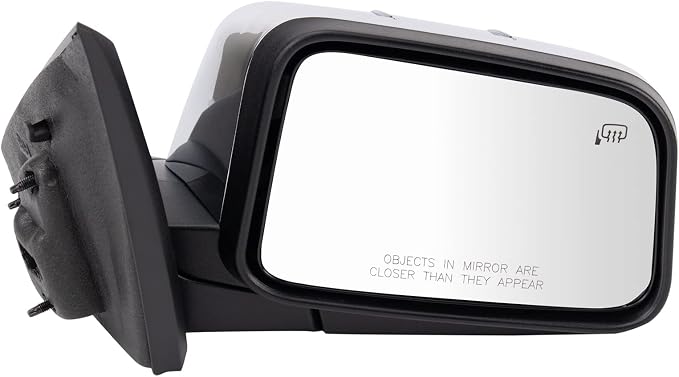 Passenger Side Mirror Assembly Power Heated Memory Puddle Light Foldaway Chrome Smooth Black Compatible with 2008-2009 Lincoln MKX