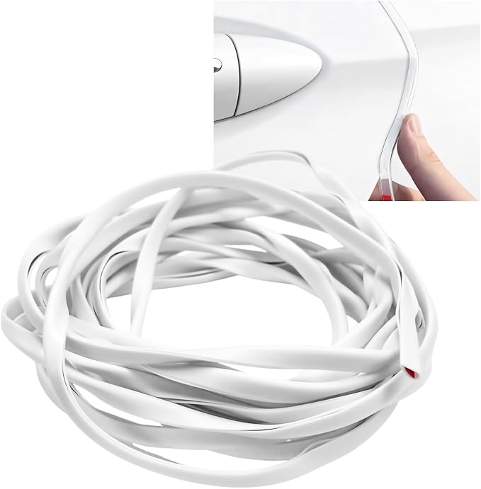 16.4Ft(5M) Car Door Edge Protector, Anti-Collision Auto Door Protective Strip U Shape Edge Trim, Self-Adhesive Automotive Doors Entry Guard Seal Protector for Most Vehicles (White)
