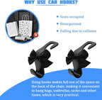 2PCS Car Seat Headrest Hooks, Cute Bow Vehicle Backseat Storage Hanger for Handbag Umbrella Coat, Automotive Seat Back Hook Holder Organizer Decor, Universal for Vehicles (Black)