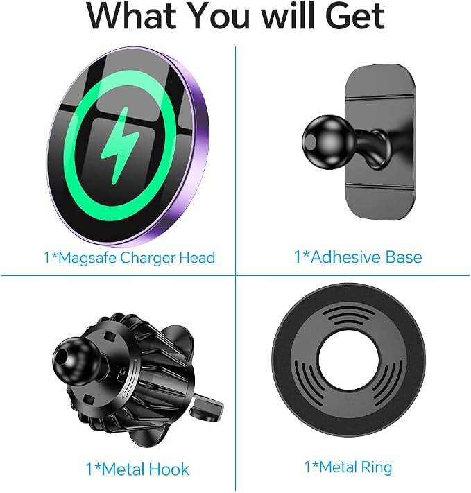 for Magsafe Car Mount Charger【100% Stable】 15W Magsafe Car Charger Magnetic Phone Holders for Your Car Accessories for Women Men car Phone Holder Wireless Car Charger for iPhone (Purple)
