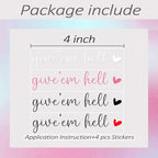 4 x Give Em Hell Rear View Mirror Sticker,Affirmation Mirror Stickers,Car Rear View Mirror Decal Accessories,Car Accessories For Women,Water Bottle Laptop Bumper Tumblers Vanity Window Mirror Decal