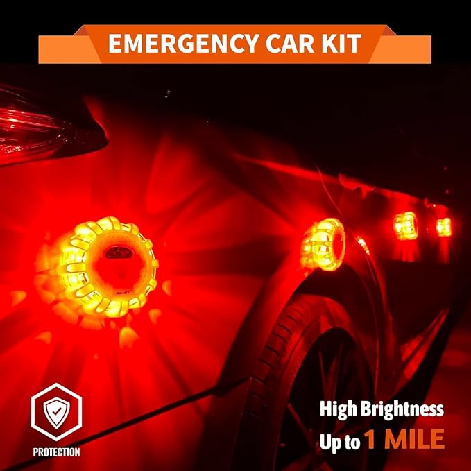 12Pack LED Emergency Road Flares Type-C Rechargeable Magnetic Safety Warning Lights