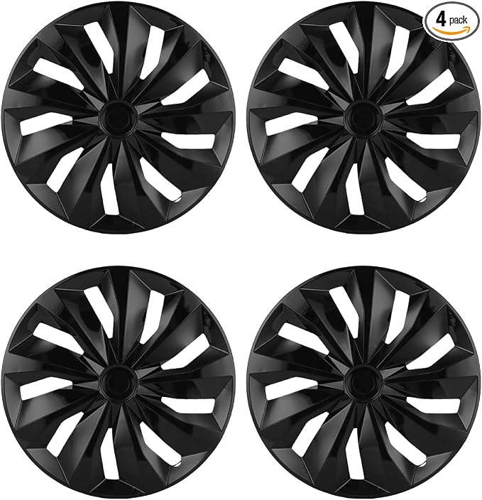 Hubcaps,17 inch hubcaps Set of 4, Wheel Rim Cover ABS Material, Snap On Car Truck SUV Replacement, for Toyota Camry Nissan Mazda etc, Black