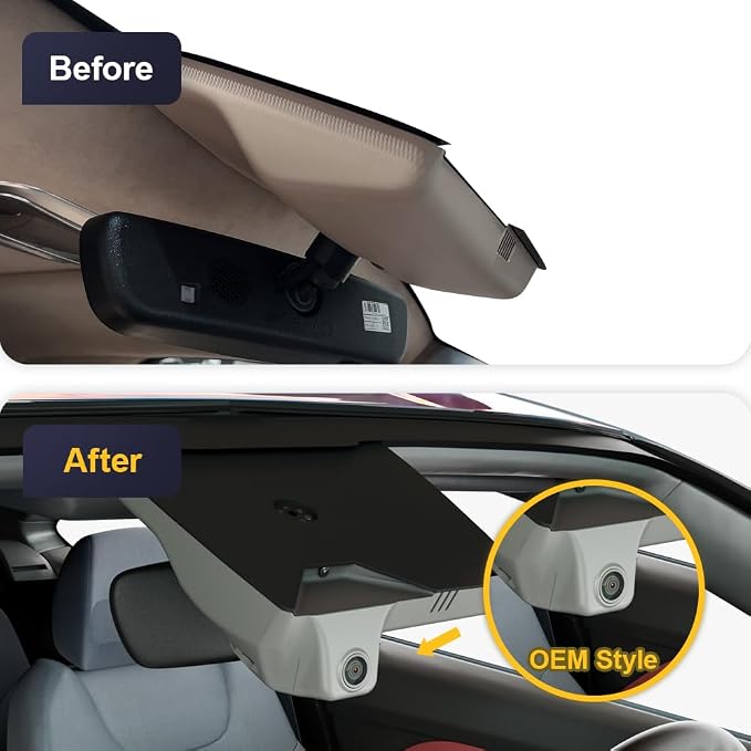 Front 4K+Rear 1080P Dash Cam Adapts for Genesis GV80 2021-2025 (HD2-T6010, Tan Cover), OEM Style, 2 Way HD Video, Built-in WiFi & APP, Loop Recording, G-Sensor, Easy to Operate, 128GB Card
