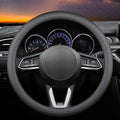 Leather car Steering Wheel Cover, Ultra-Thin, Comfortable, Non-Slip, Breathable, Universal 15 inches (Black)
