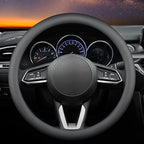 Leather car Steering Wheel Cover, Ultra-Thin, Comfortable, Non-Slip, Breathable, Universal 15 inches (Black)