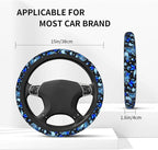 Blue Butterfly Steering Wheel Cover Universal 14.5-15 Inch Car Wheel Protector Anti-Slip Car Steering Wheel Accessories for Women Girls