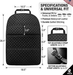 Car Seat Protector, Waterproof Oxford Backseat Kick Mat | 210D oxford cloth, waterproof & stain-resistant. Universal fit for cars & SUVs. Easy install, adjustable straps with pockets.