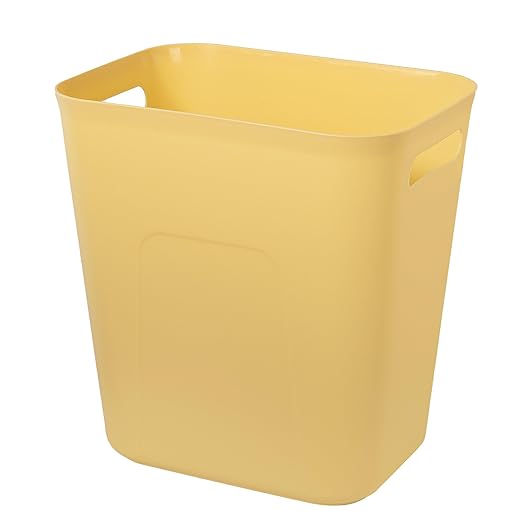 Plastic Small Bathroom Trash Can Wastebasket, 3.5 Gallon, Yellow | Compact Sturdy Garbage Can for Bathroom, Laundry Room, Kitchen, Office, Kids Room, Dorm, Durable, Easy to Clean