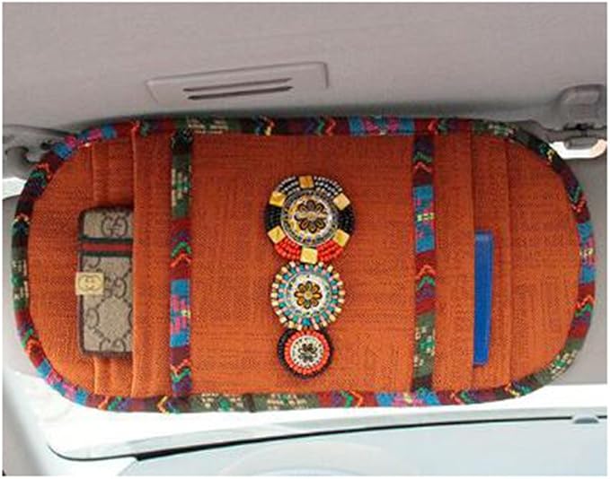 Bohemian Style Car Sun Visor Tissue Bag CD Visor Organizer Holder (Orange)