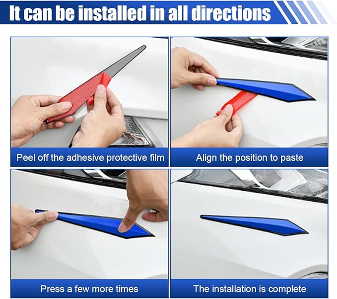 4PCS Car Door Edge Guard Protector, Self-Adhesive Vehicle Rearview Mirror Anti-Collision Strip, PVC Anti-Scratch Bumper Trim Guard, Universal Auto Body Accessory for Car SUV Truck (Blue)