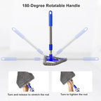 Windshield Squeegee Car Cleaning Tool, Equipped with 4 Reusable and Washable Ultra-Fine Fiber Pads, 13-16.7 inches Extendable Handle Can Rotate 180° Suitable for Car Glass and Household Windows